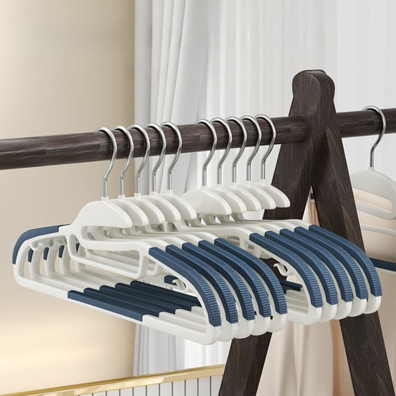 Non Clothes Hangers, VVQ Heavy Duty Space Saving Dry Wet Use No Shoulder Bumps Plastic Coat Hangers for Closet Organization, Blue