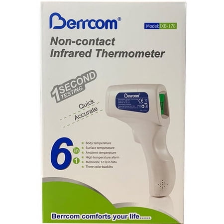 Non-Contact Infrared Thermometer JXB-178 (Requires 2 AA batteries) - White