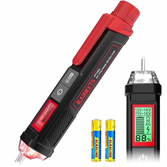 Non-Contact Voltage Tester Pen, Dual Range 12-1000V AC, LCD Display, CAT IV 1000V Electrical Voltage Detector with Audible /Visual Alarm