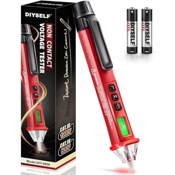 Non Contact Voltage Tester Pen, Dual Sensitivity 12V/48V-1000V AC Electric Tester Pen Voltage Detector with LCD Display, Buzzer & Flashlight, CAT III 1000V Electrical Tester Pen for Live Wire
