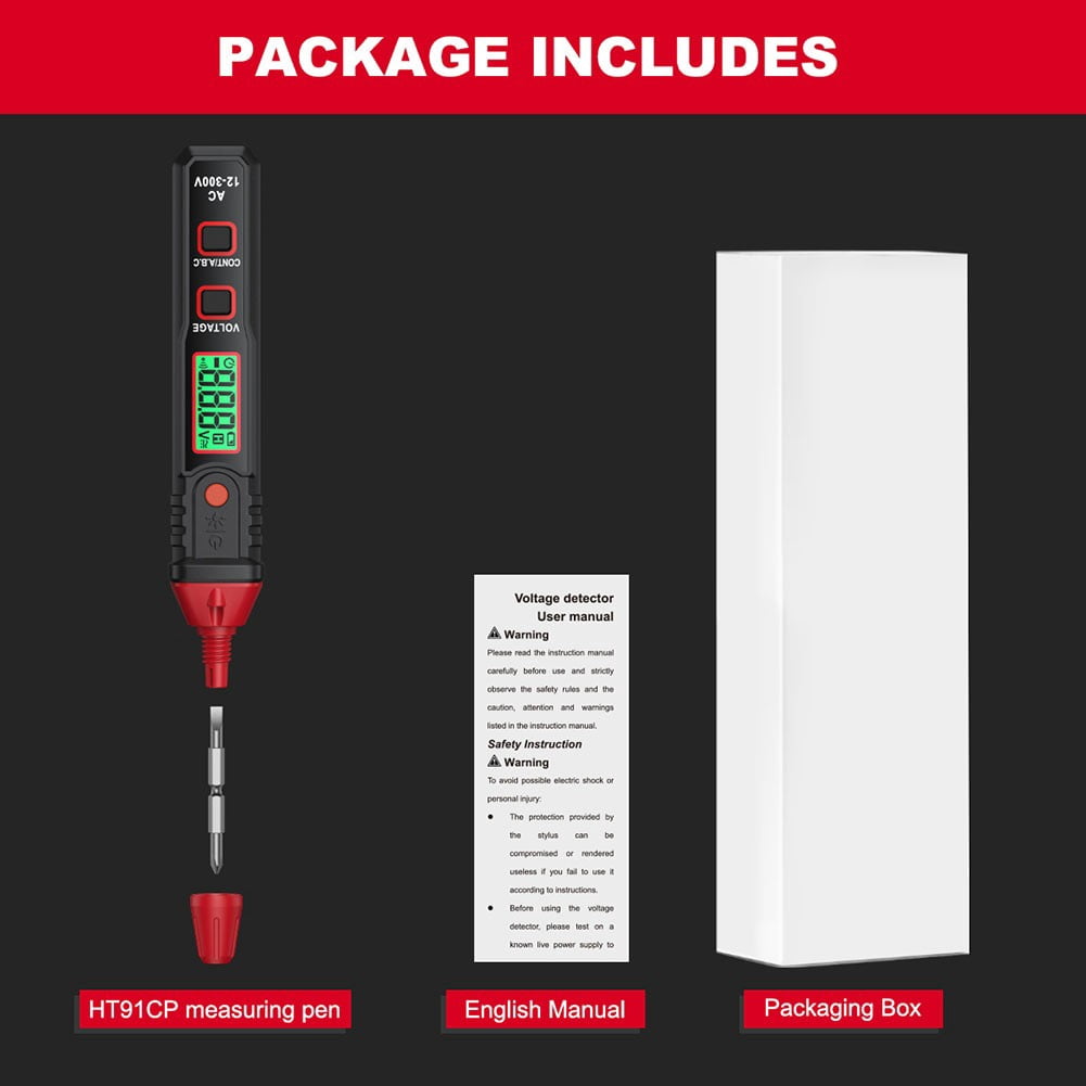 PENNA RILEVATORE DI TENSIONE SENZA CONTATTO – Tester AC 12-300V, 50/60Hz, Con Segnalazione