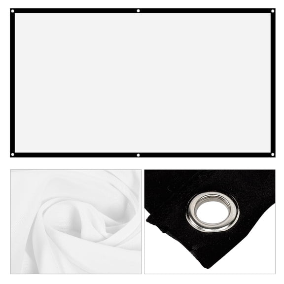 Non,Crease Polyester Projection Screen, 16:9 Aspect Ratio, Easy Setup With Hooks Adhesive, Ideal For Cinema
