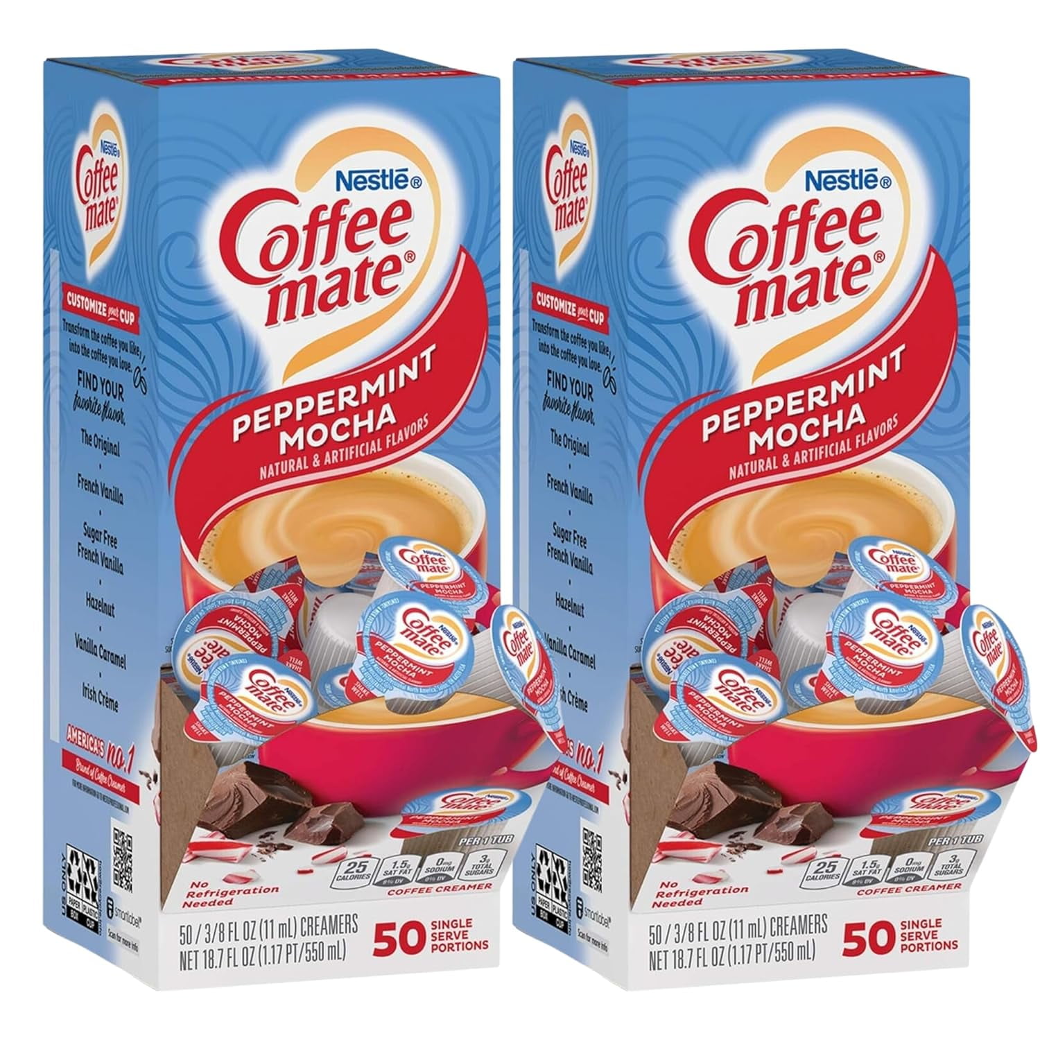 Non Dairy Creamer. Includes Two50 Ct boxes of Coffee Mate Peppermint