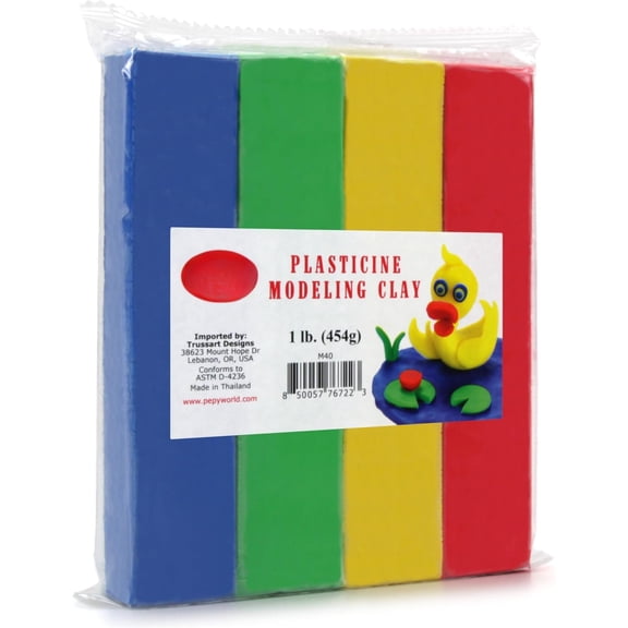 and Non-Drying Oil-Based Plasticine Modeling Clay, Primary Colors, 1 Pound, Sulfur-Free & Non-, for , Beginners, and Artists, for Arts and Crafts Projects