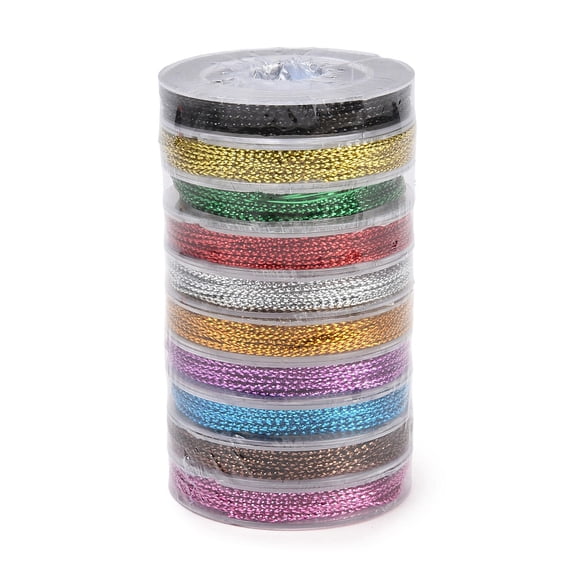 Non-Elastic Beading Thread Metallic Thread Embroidery Thread Mixed Color 0.6mm 10.93 yards(10m)/roll for DIY