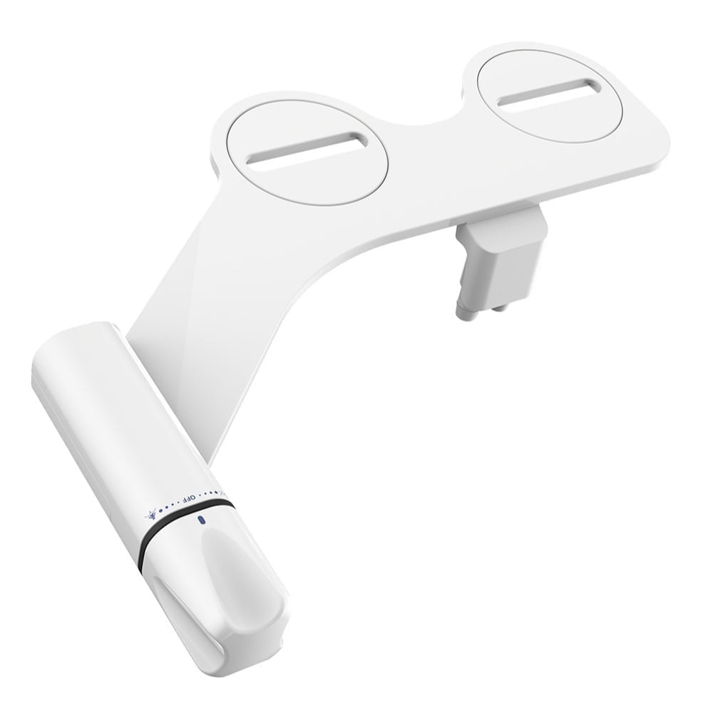 Waxgamo Ultra-Slim Bidet Attachment for Toilet - Frontal & Rear Wash Self-Cleaning Nozzles with Adjustable Cold Water Pressure and Stainless Steel Inlet, Easy Install, White