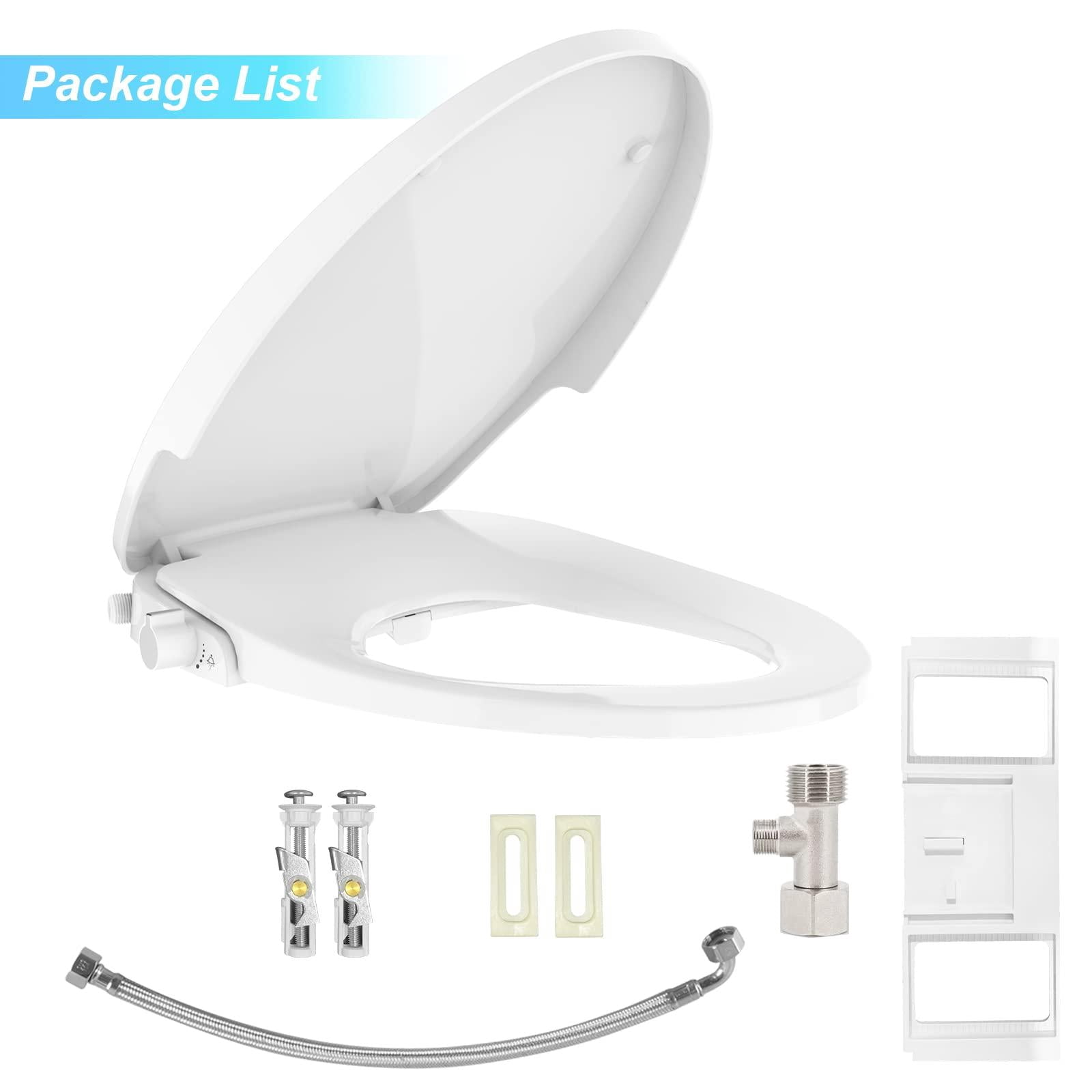 Non-Electric Bidet Toilet Seat – Dual Self-Cleaning Nozzles – Adjustable Water Pressure – Soft-Close Lid – Easy Installation – Fits Elongated & Round Toilets – Durable White Bathroom Accessory