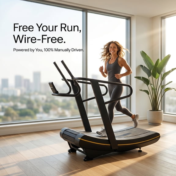Non-Electric Curved Manual Treadmill with LCD Display, 8 Resistance Levels for Home and Gym Workouts