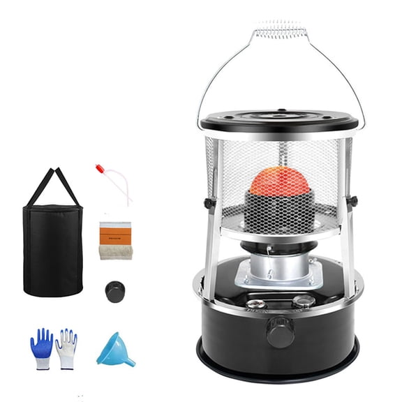 Non Electric Heaters for Indoor, Kerosene Heaters for Indoor Use, 2 in 1 Portable Kerosene Heater & Stove 9000 BTU Non-Electric Indoors Outdoor Heater, for Heating, Cooking (Metal chimney-A, 6L)