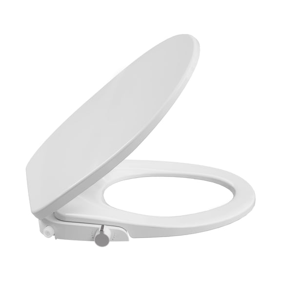 Non-Electric Round Bidet Toilet Seat with Self-Cleaning Dual Nozzles, Soft-Close Quiet Lid, Adjustable Water Spray, Easy Installation, White Finish for Comfort