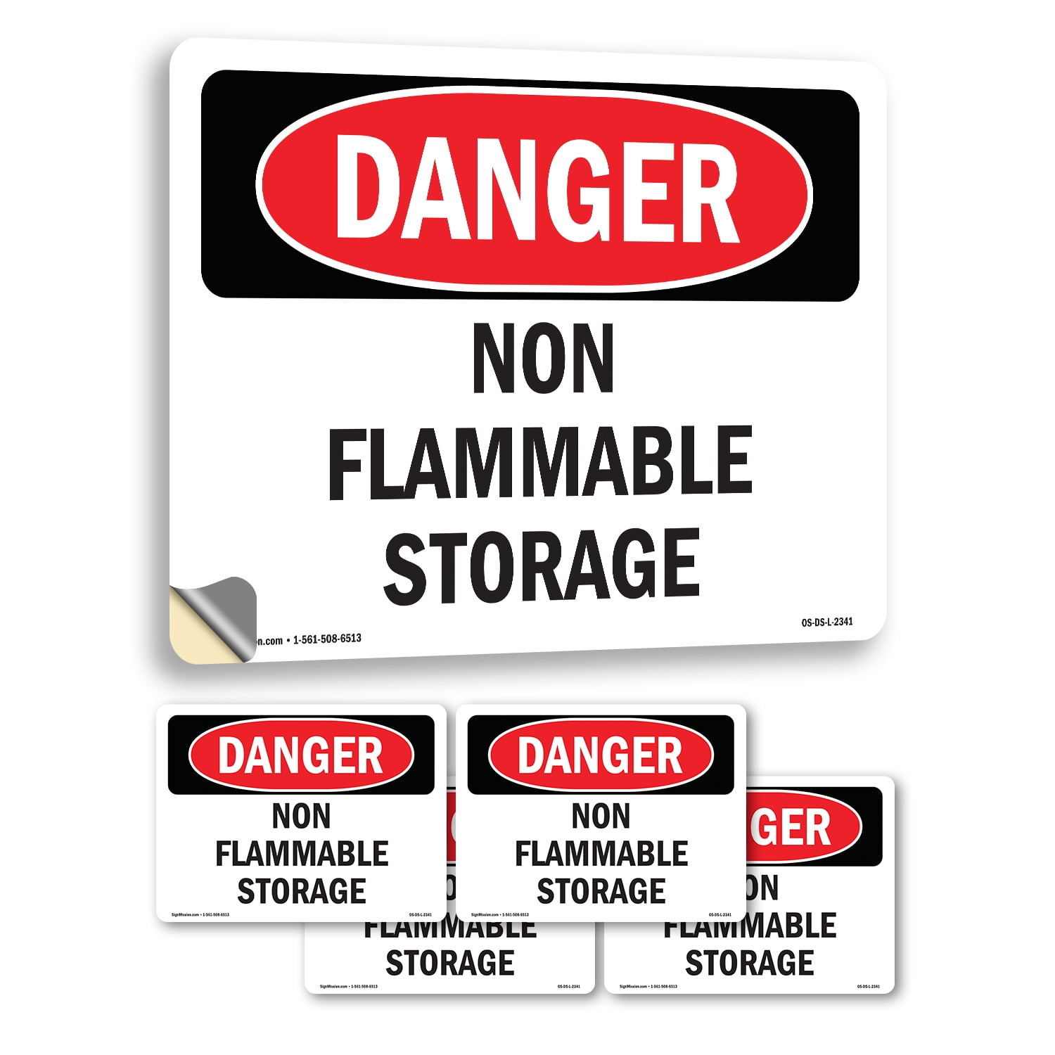 Non Flammable Storage OSHA Danger Vinyl Decal Label 10 Inch x 7 Inch ...