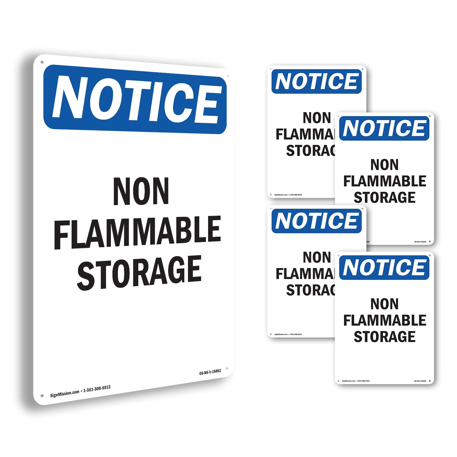 Non Flammable String Non Flammable Storage OSHA Notice Rigid Plastic Sign 18 Inch x 12 Inch ...