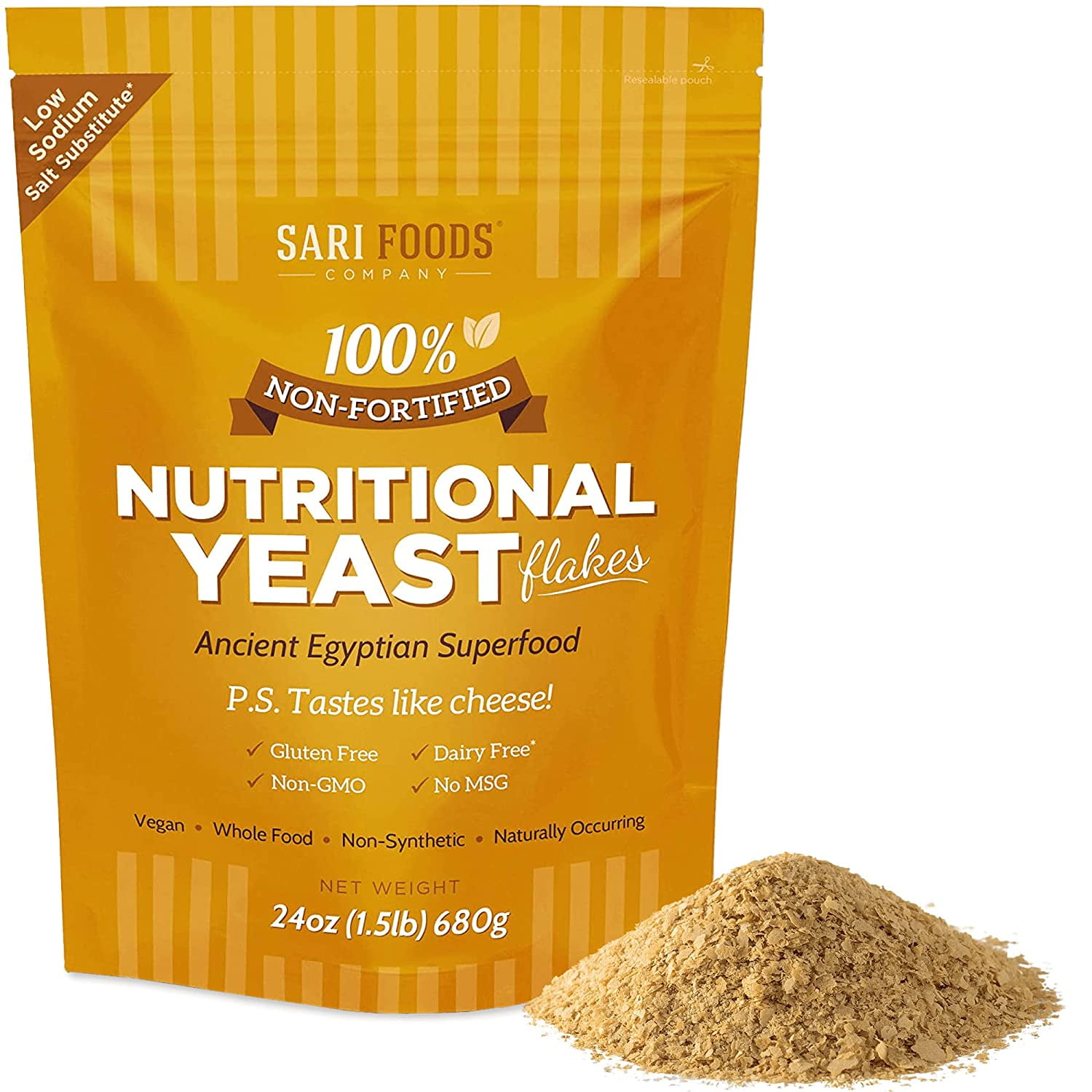 Non Fortified Nutritional Yeast Flakes, Whole Foods Based Protein