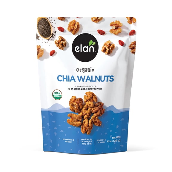 Non-Gmo Gluten-Free Vegan Kosher Healthy Snacks Glazed Nuts With Seeds Goji B... Chia Walnuts 4.5 Oz