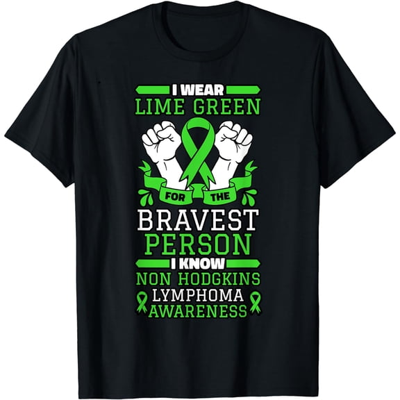 Non-Hodgkin Lymphoma Raised Fists Lymphocytes Green Ribbon T-Shirt