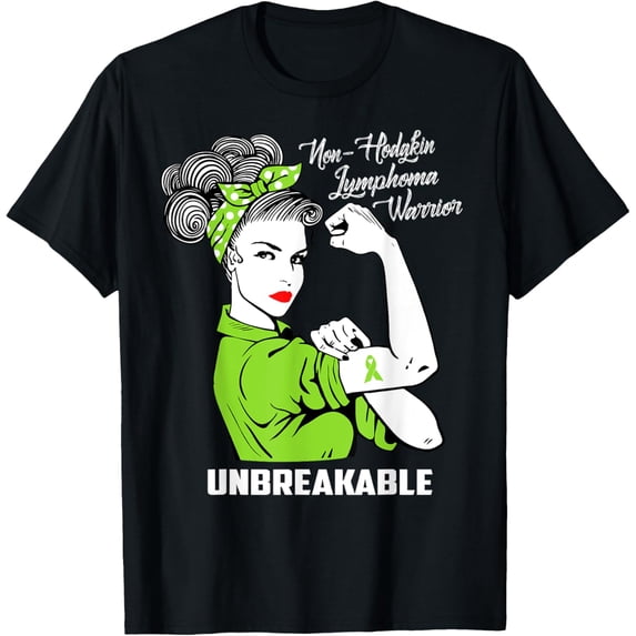 Non-Hodgkin Lymphoma Warrior Unbreakable T-Shirt Awareness T-ShirtMen's and women's gift, black and white T-shirt, size: Extra large S-4XL