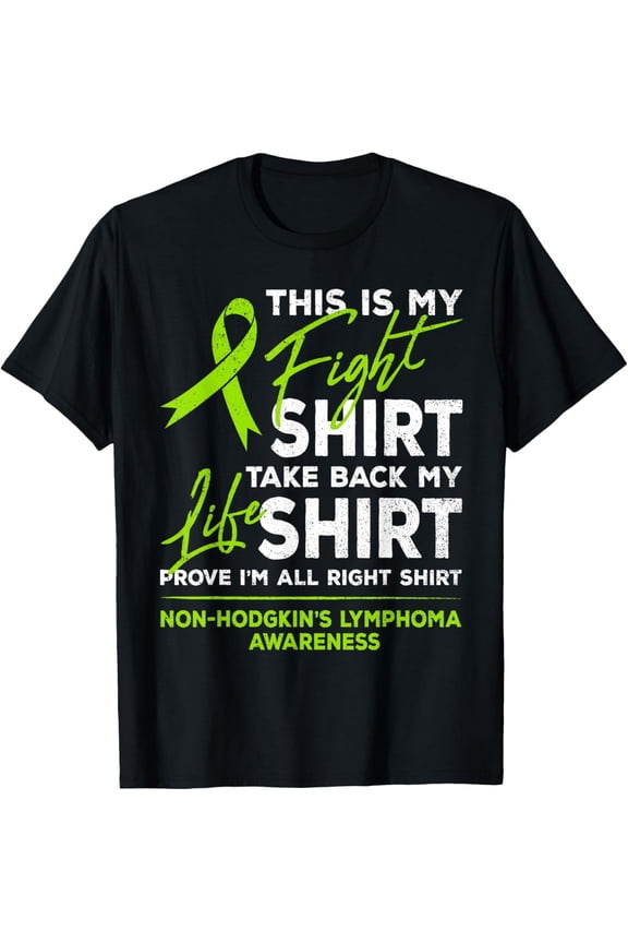 Non-Hodgkin's Lymphoma Awareness Shirt Lime Green Ribbon Cancer Warrior Support Graphic Tee Inspirational Fight For Life Unisex Adult Apparel