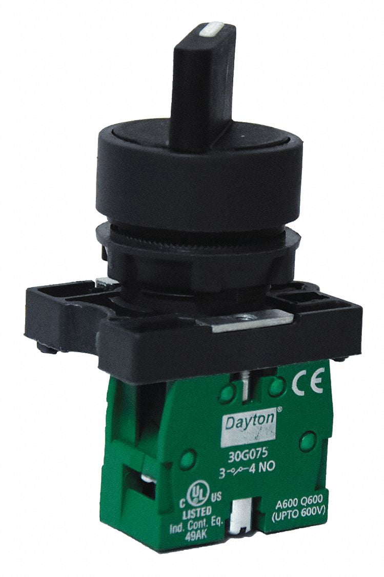 Non-Illuminated Selector Switch, Size: 22mm, Position: 2, Action ...