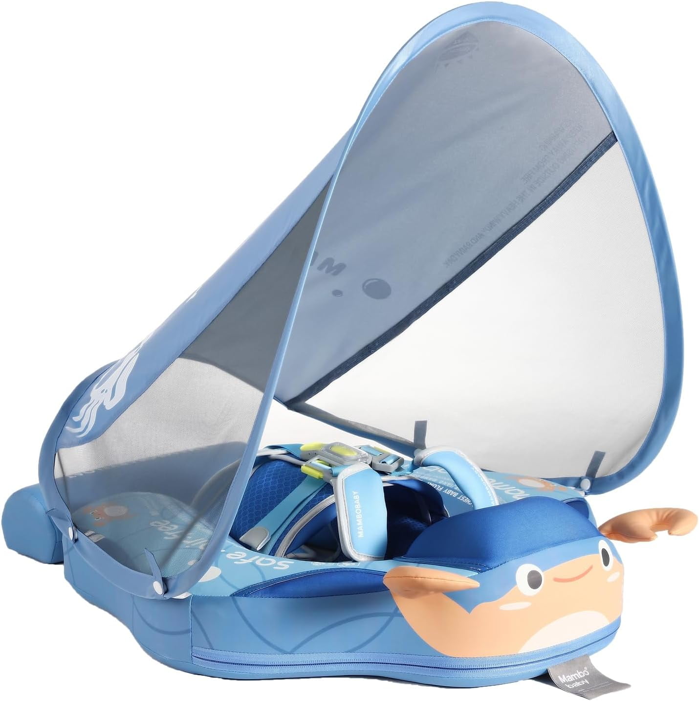 Non-Inflatable Float with UPF 50+ Canopy for 3-24 Months, Crab Blue ...