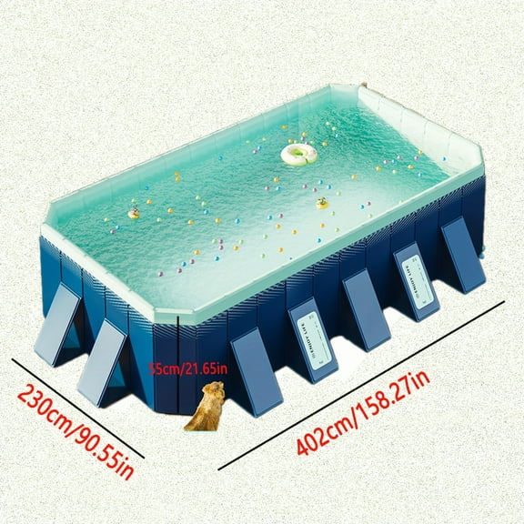 Non-Inflatable Swimming Pool - Heavy-Duty Quick-Fill Oval Design with Safety Steps - Portable Foldable for Backyard, Patio & Parties - No Installation Needed