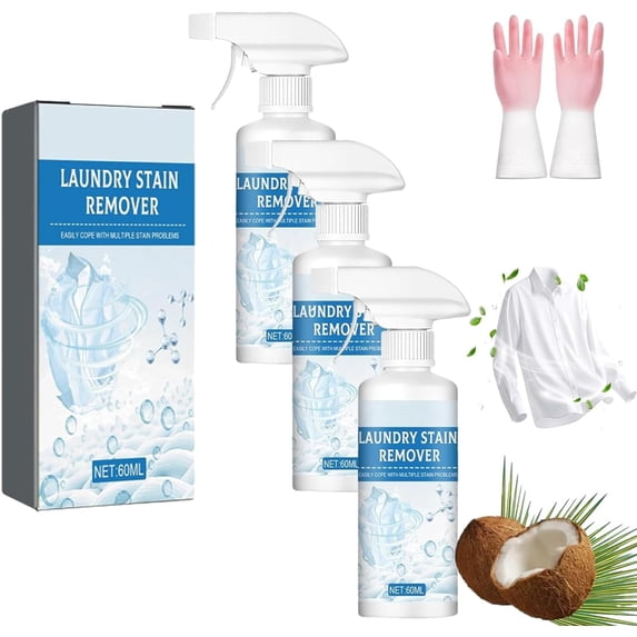 Non Ionic Clothing Emulsifier Stain Remover Spray, Powerful Laundry Spot Cleaner for Stubborn Stains, Portable Dry Cleaning Spray for Clothes Fabric, Gentle No Damage Formula(60ML,3pcs)
