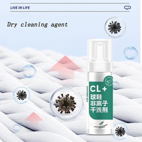 Non Ionic Shoe Dry Cleaner 150ml, Sneaker Cleaning Solution for White Shoes Canvas Leather Mesh Footwear, Portable No Wash Shoe Cleaner for Sports Shoes and Hats