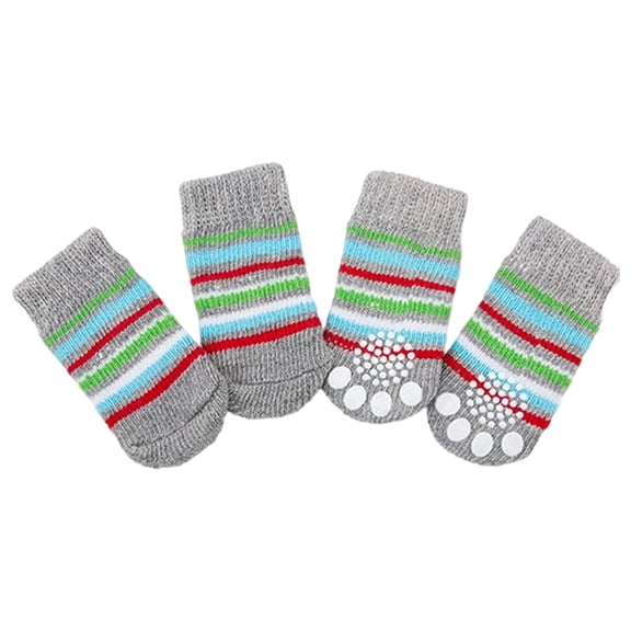 Non- Knit Pet Socks with Rubber Grip Pads Breathable Scratch Protector Washable Dog Cat Wear for Indoor Outdoor Activities