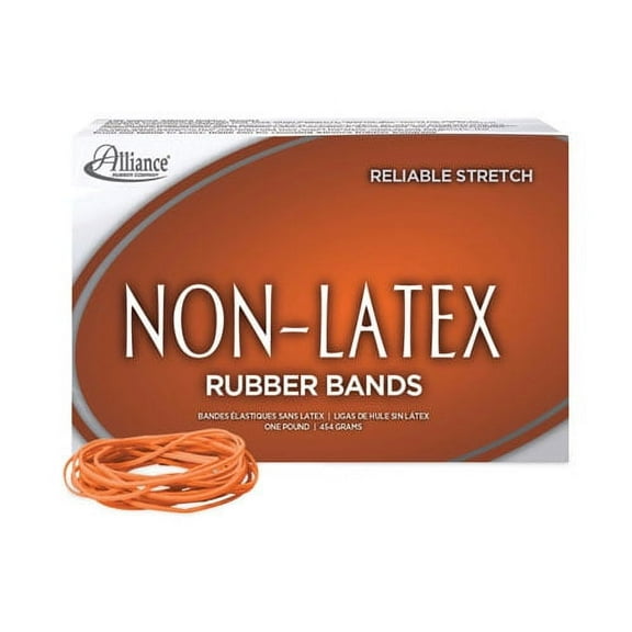 Non-Latex Rubber Bands, Size 19, 0.04" Gauge, Orange, 1 Lb Box, 1,440/box | Bundle of 2 Boxes