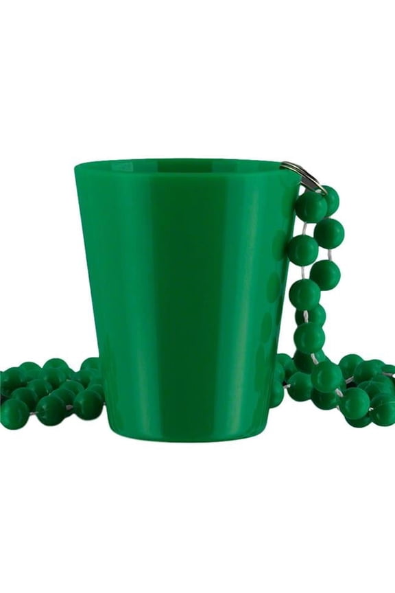 Non Light Up Green Shot Glass on Green Beaded Necklaces
