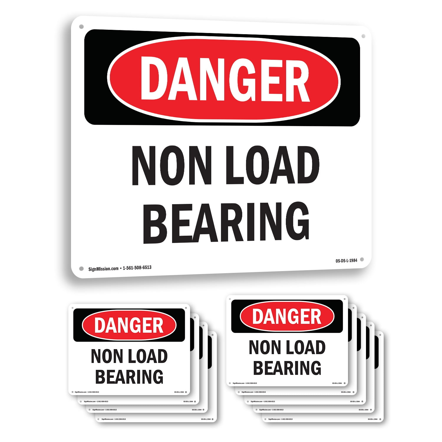 Non Load Bearing OSHA Danger Rigid Plastic Sign 24 Inch x 18 Inch - 10 ...
