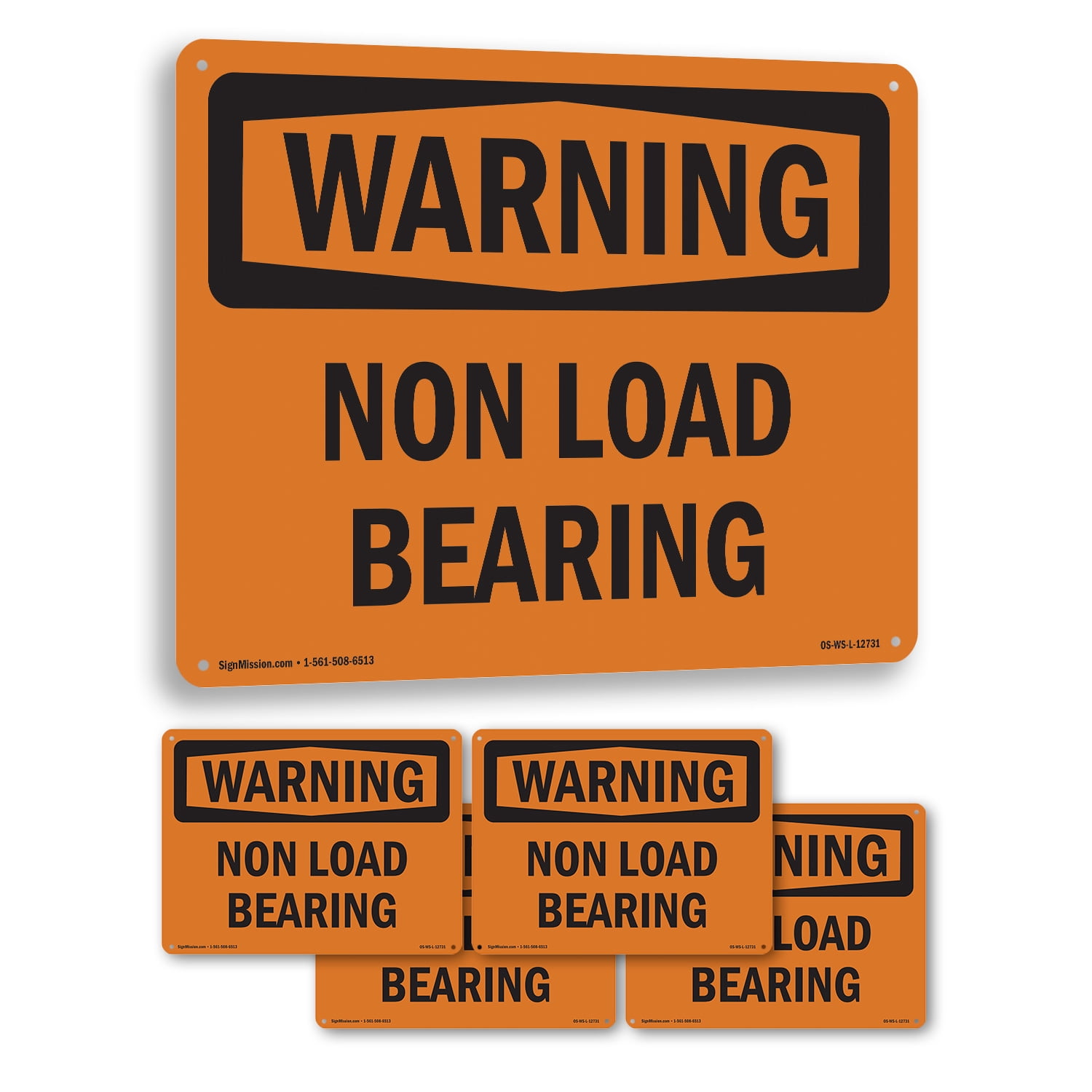 Non Load Bearing OSHA WARNING Rigid Plastic Sign 24 Inch x 18 Inch - 5 ...