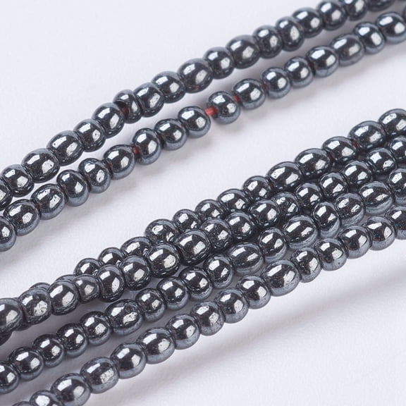 Non-Magnetic Hematite Beads Round Black 2mm Hole: 0.6mm 191-210pcs/strand 16inch