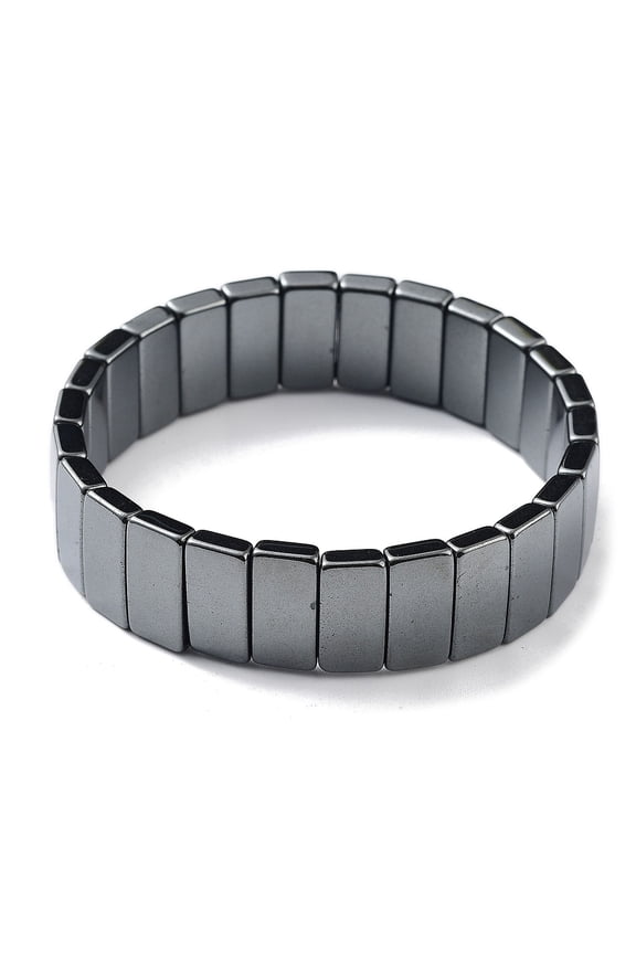 Non-Magnetic Synthetic Hematite Beaded Stretch Bracelets Tile Bracelet Rectangle Inner Diameter: 2-1/4 inch(5.8cm) Bead: 16x7.8mm
