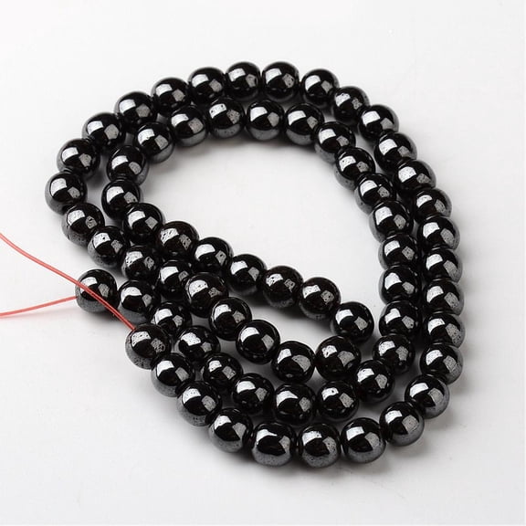 Non-Magnetic Synthetic Hematite Beads Strands Round Black 6mm Hole: 1.5mm 68~72pcs/strand