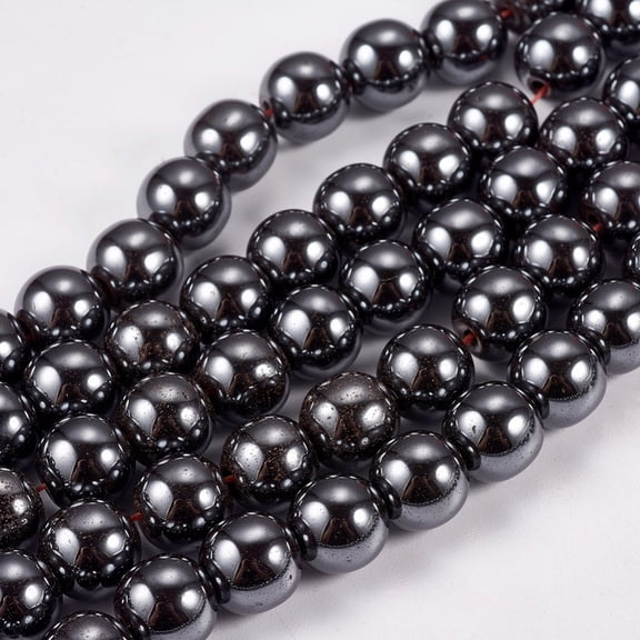 Non-Magnetic Synthetic Hematite Beads Strands Round Black 8mm Hole:1.50mm