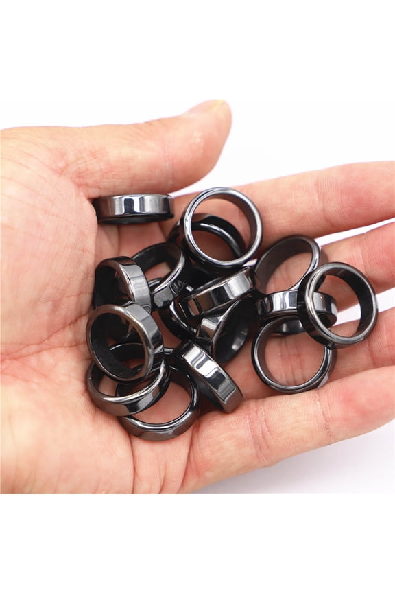 Non-Magnetic Synthetic Hematite Plain Band Ring Inner Diameter: 16mm