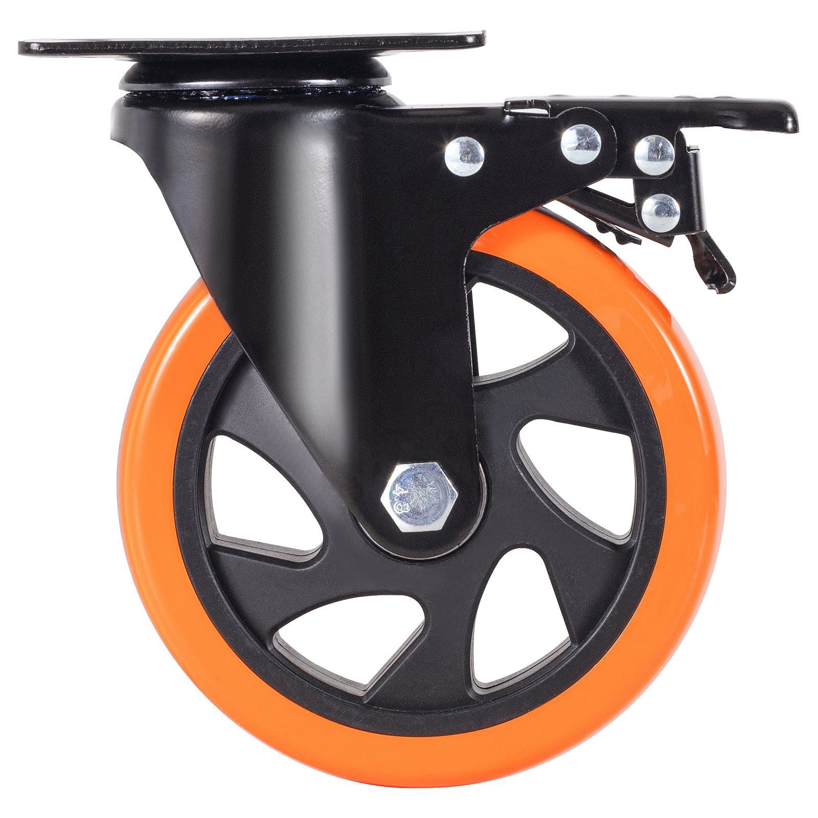 Non-Marking 5-Inch Swivel Plate Caster Wheels, Set of 4 – A/B Locking, 450 lbs Capacity, No Noise PVC Wheels for Furniture, Cart, Workbench
