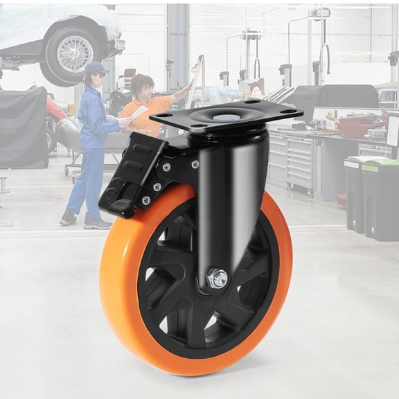 Non-Marking 6" Swivel Plate Casters - 4-Pack with Security Lock, 700lbs Capacity, PVC Wheels for Furniture/Cart