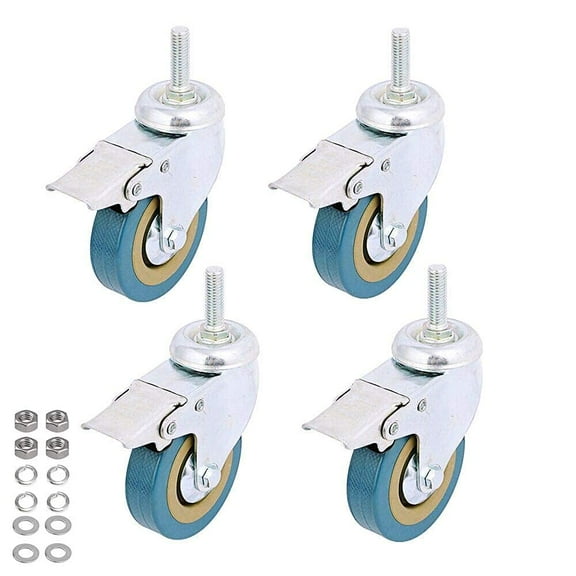 Non-Marking Polyurethane Caster Wheel, Heavy Duty Swivel Casters with M10 Threaded Stem for Furniture Including Coffee Tables, Plant Stands, Shelves, Shopping Carts, Workbenches