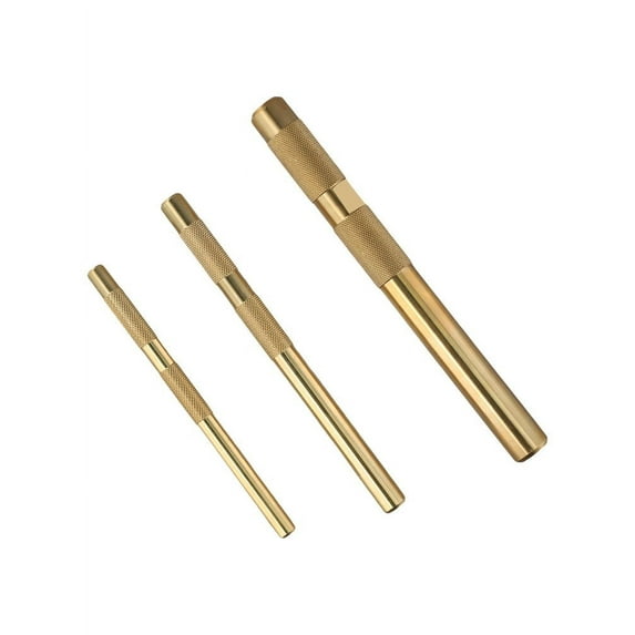 Non-Marring Chisel Brass Drift Punch 3 Pcs Set Engineering Tool For Auto Repair For Woodworking Gold Finish As Picture Smile Home