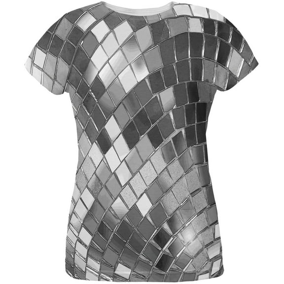 Non Metallic Disco Ball All Over Womens T-Shirt - Small