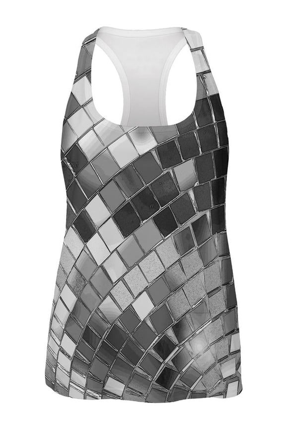 Non-Metallic Disco Ball All Over Womens Work Out Tank Top Multi LG