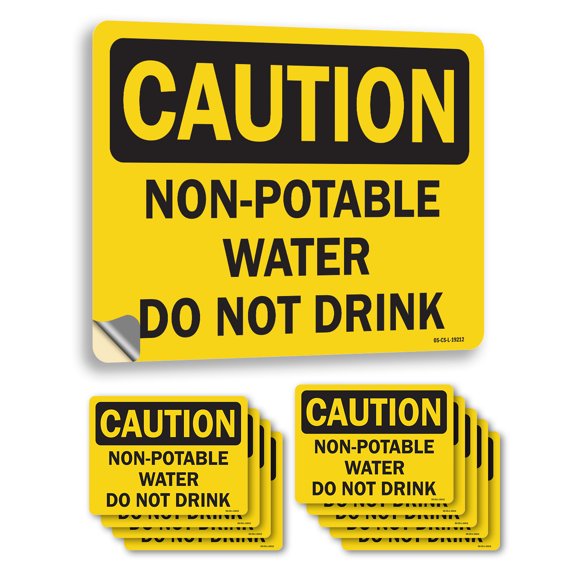 Non OSHA Caution Vinyl Decal Label 14 Inch x 10 Inch - 10 Pack