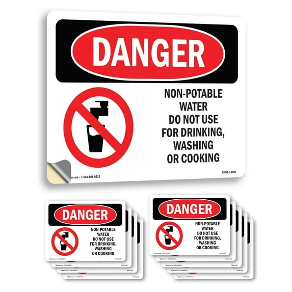 Non OSHA Danger Vinyl Decal Label 18 Inch x 12 Inch - 10 Pack