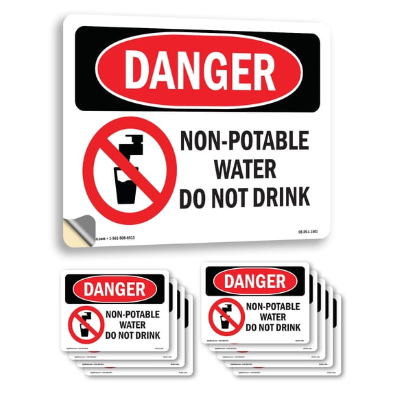 Non OSHA Danger Vinyl Decal Label 18 Inch x 12 Inch - 10 Pack