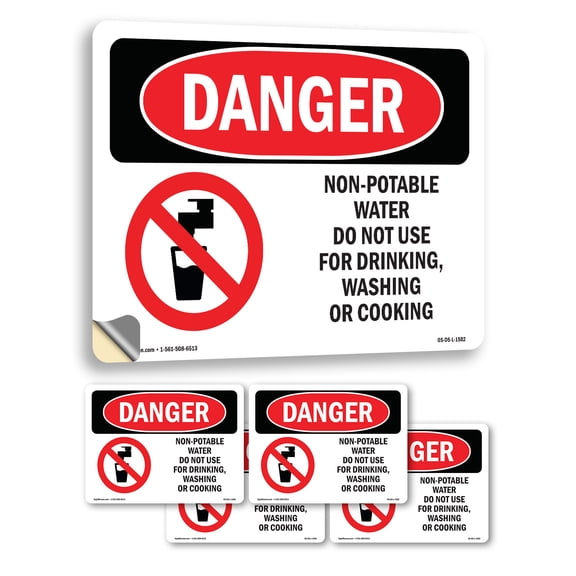 Non OSHA Danger Vinyl Decal Label 18 Inch x 12 Inch - 5 Pack