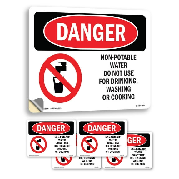 Non OSHA Danger Vinyl Decal Label 18 Inch x 12 Inch - 5 Pack