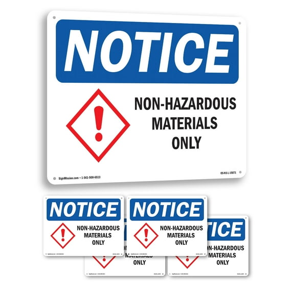 Non OSHA Notice Aluminum Sign 24 Inch x 18 Inch - 5 Pack