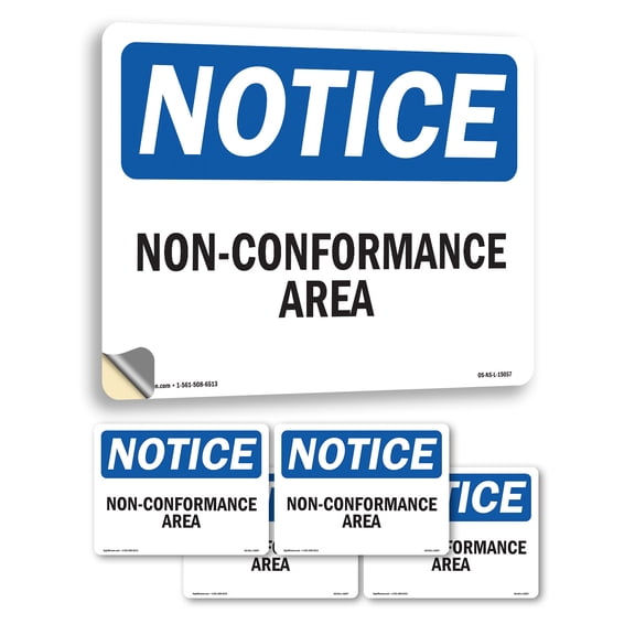Non OSHA Notice Vinyl Decal Label 5 Inch x 3.5 Inch - 5 Pack