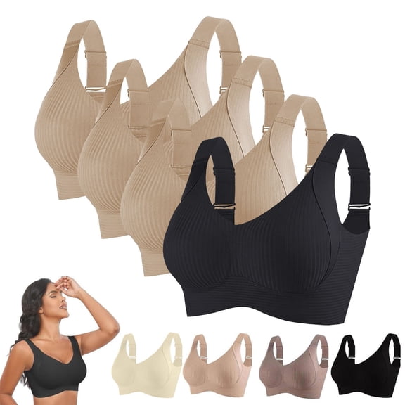 Non-Padded Wire-Free Bra For Women - Seamless Plus Size Bralette With Metal Buckle, Anti-Sagging Lift & Breathable Full Coverage Design